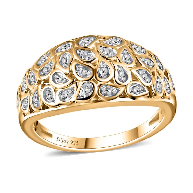 White Diamond Accent Ring in Vermeil Yellow Gold Sterling Silver (Size 8.0)