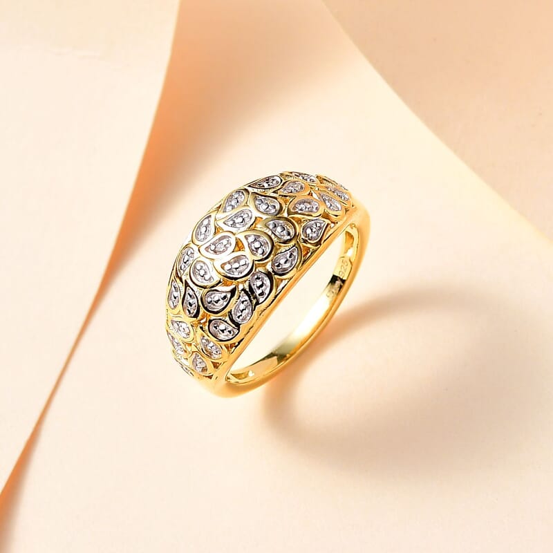 White Diamond Accent Ring in Vermeil Yellow Gold Sterling Silver (Size 8.0)