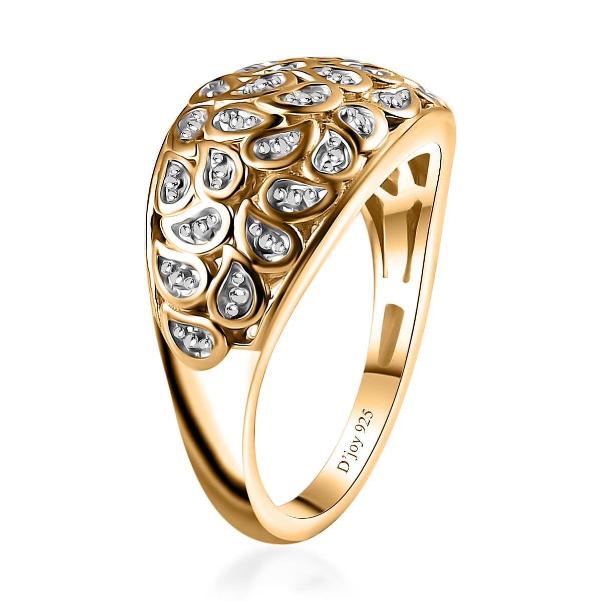 White Diamond Accent Ring in Vermeil Yellow Gold Sterling Silver (Size 8.0)
