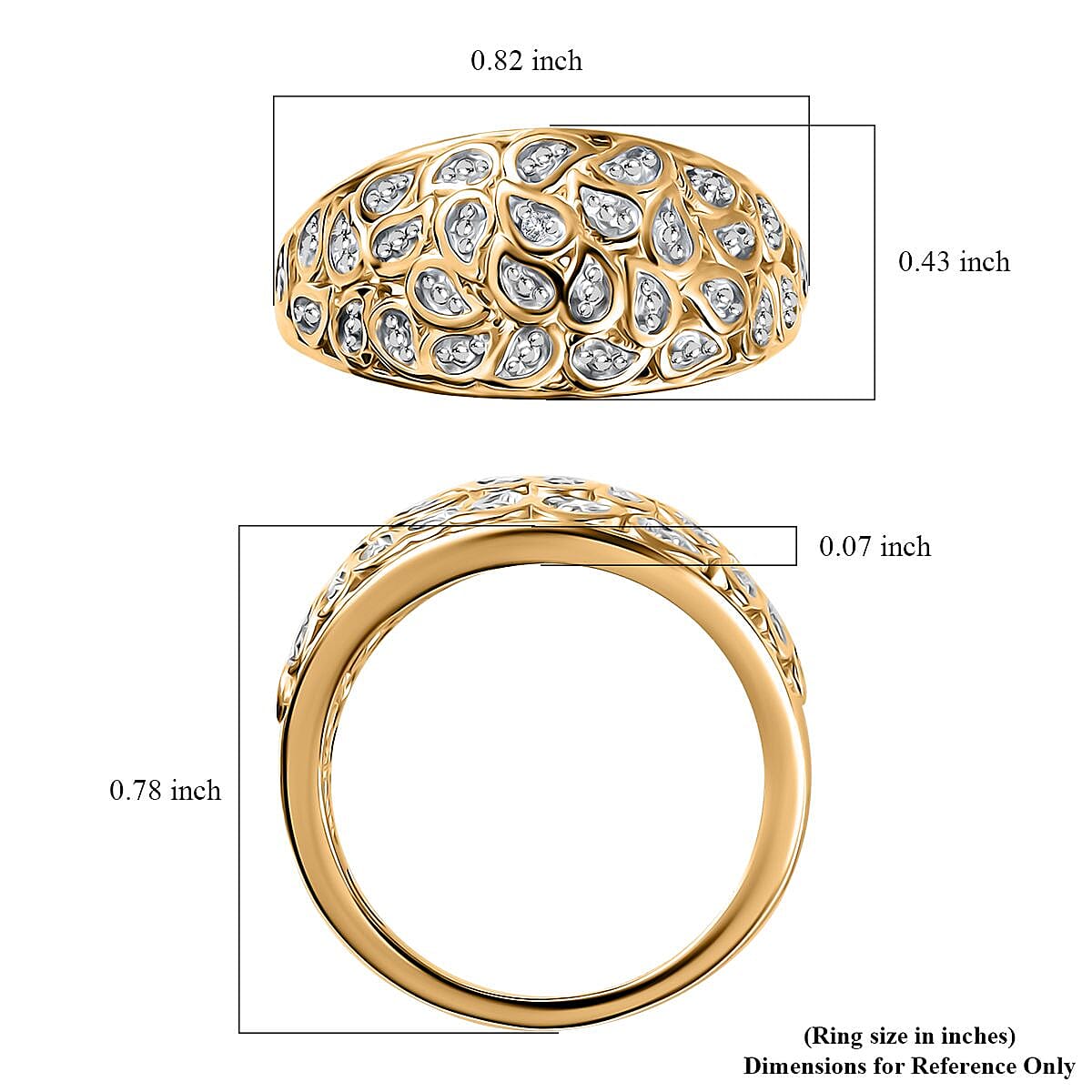 White Diamond Accent Ring in Vermeil Yellow Gold Sterling Silver (Size 8.0)