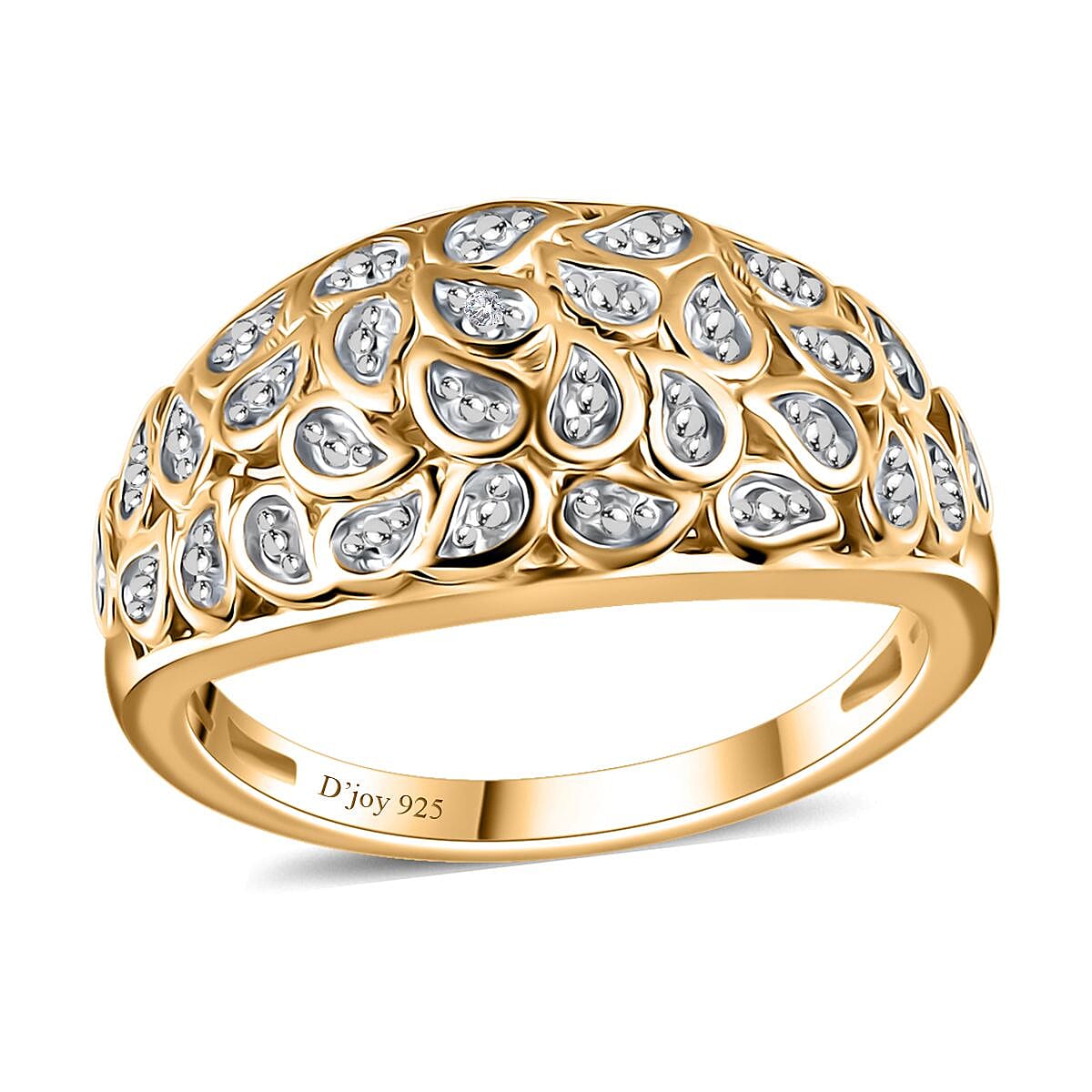White Diamond Accent Ring in Vermeil Yellow Gold Sterling Silver (Size 9.0)