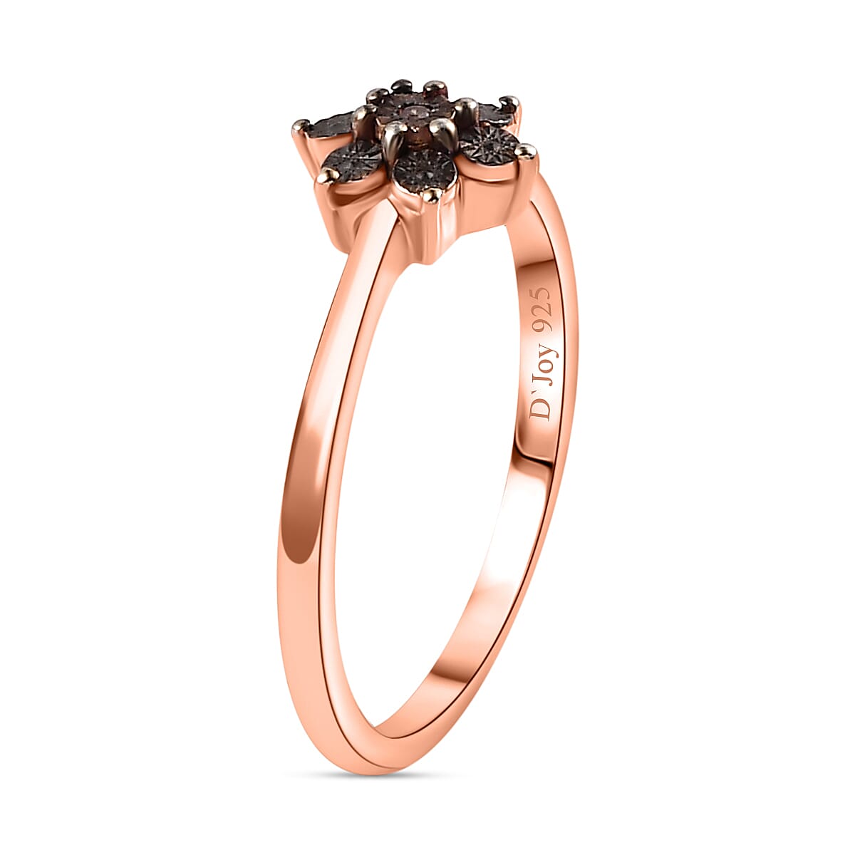 Natural Champagne Diamond Accent Floral Ring in Vermeil Rose Gold Over Sterling Silver (Size 6.0)