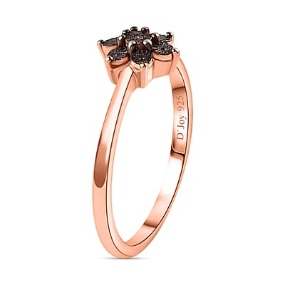 Natural Champagne Diamond Accent Floral Ring in Vermeil Rose Gold Over Sterling Silver (Size 6.0)