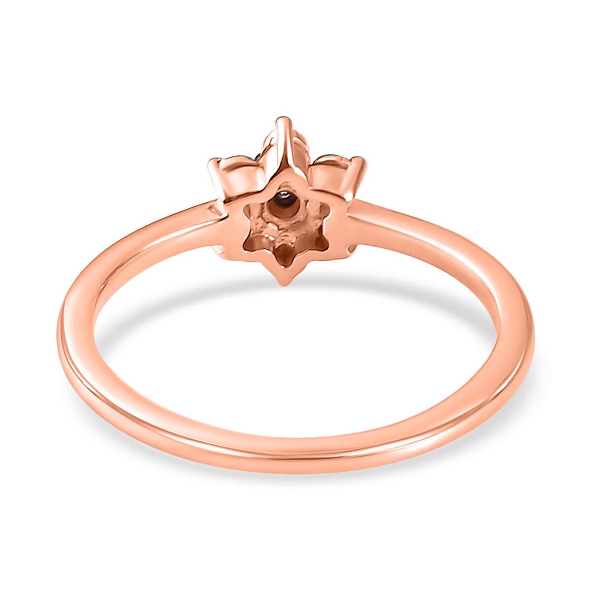 Natural Champagne Diamond Accent Floral Ring in Vermeil Rose Gold Over Sterling Silver (Size 6.0)