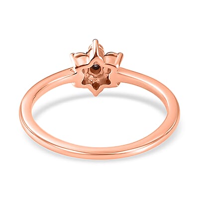 Natural Champagne Diamond Accent Floral Ring in Vermeil Rose Gold Over Sterling Silver (Size 6.0)