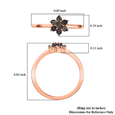 Natural Champagne Diamond Accent Floral Ring in Vermeil Rose Gold Over Sterling Silver (Size 6.0)