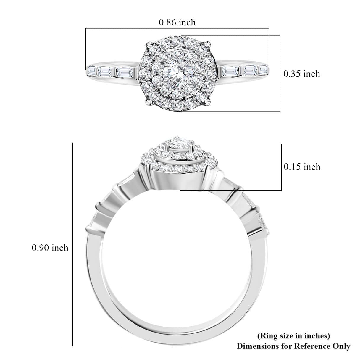 Luxoro 10K White Gold G-H I3 Diamond Ring (Size 6.0) 0.50 ctw image number 5