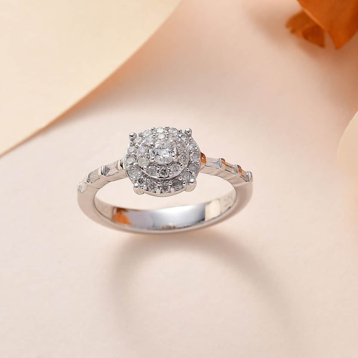 Luxoro 10K White Gold G-H I3 Diamond Ring (Size 7.0) 0.50 ctw image number 1