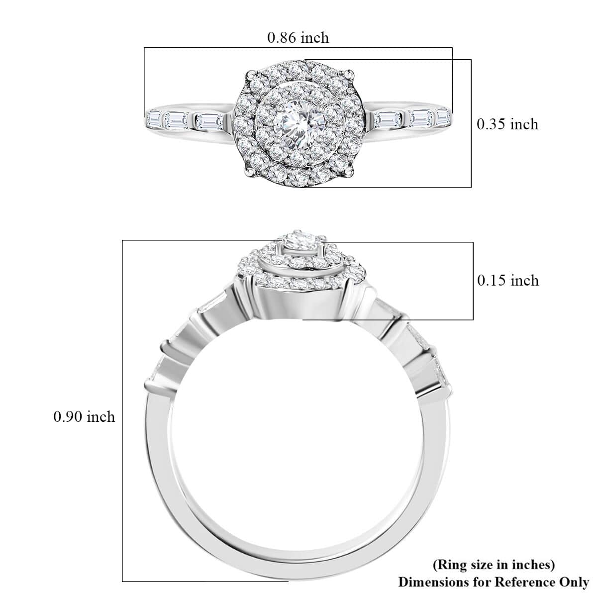 Luxoro 10K White Gold G-H I3 Diamond Ring (Size 7.0) 0.50 ctw image number 5