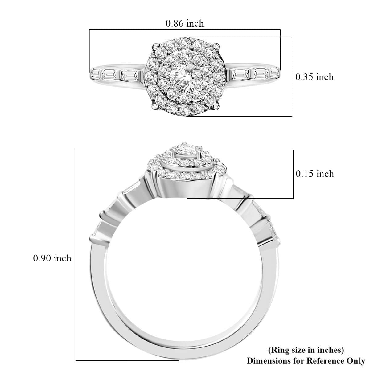 Luxoro 10K White Gold G-H I3 Diamond Ring (Size 9.0) 0.50 ctw image number 5