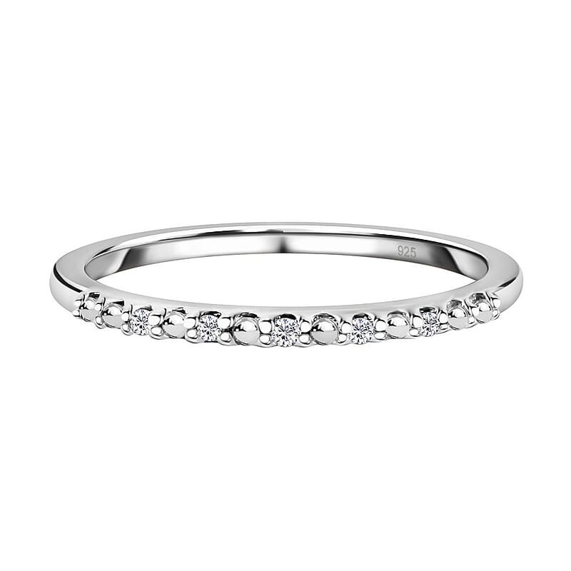 Diamond Accent Ring in Platinum Over Sterling Silver (Size 6) 0.05 ctw