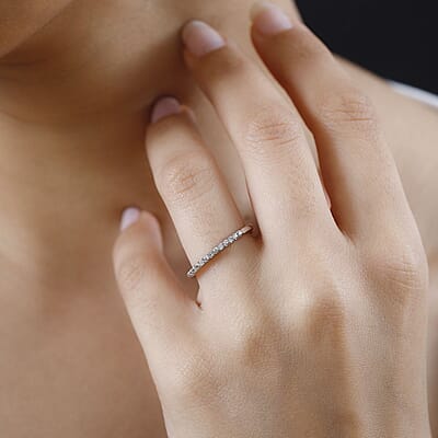 Diamond Accent Ring in Platinum Over Sterling Silver (Size 6) 0.05 ctw