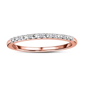 Diamond Accent Half Eternity Band Ring in Vermeil Rose Gold Over Sterling Silver (Size 6.0) 0.05 ctw