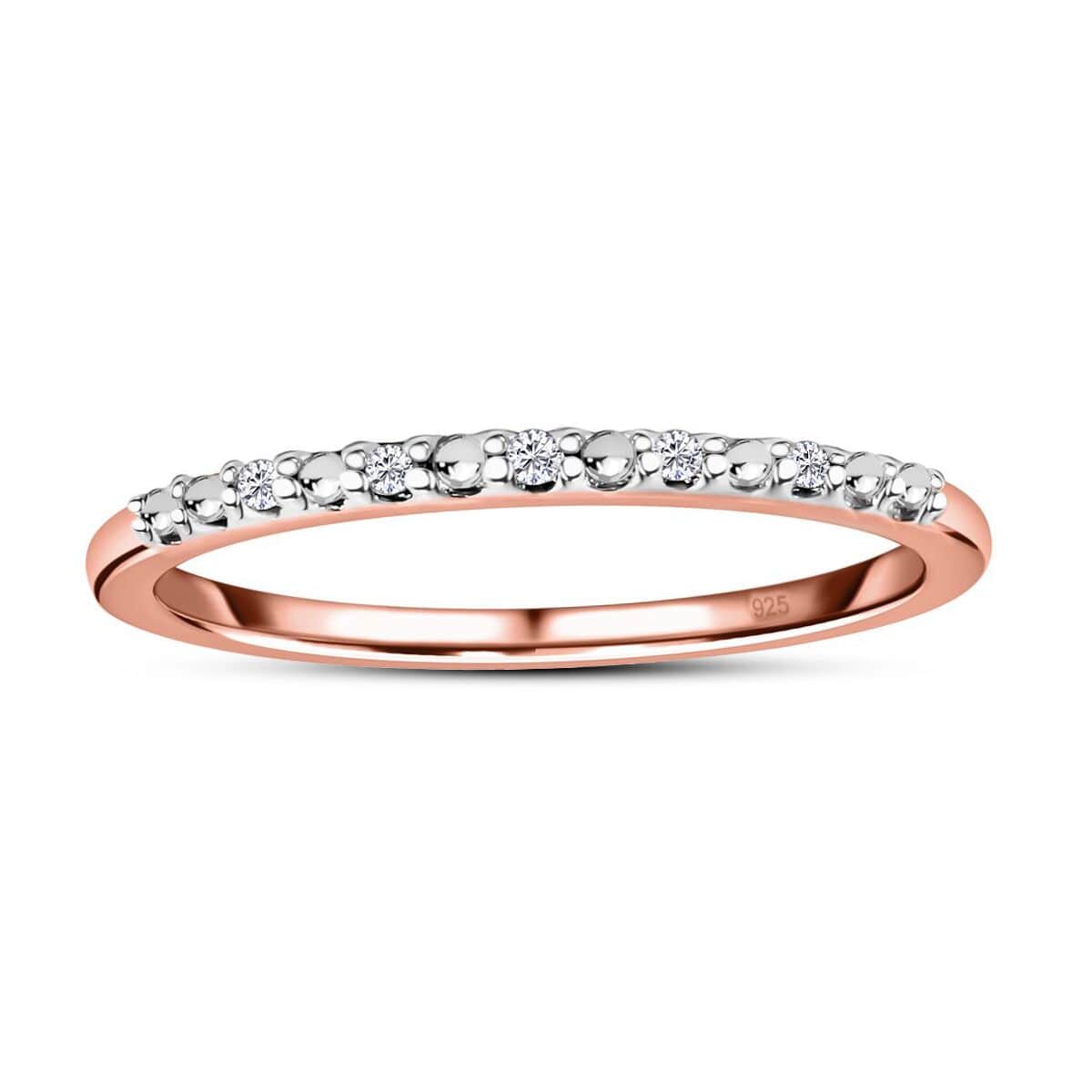 Diamond Accent Half Eternity Band Ring in Vermeil Rose Gold Over Sterling Silver (Size 8.0) 0.05 ctw image number 0