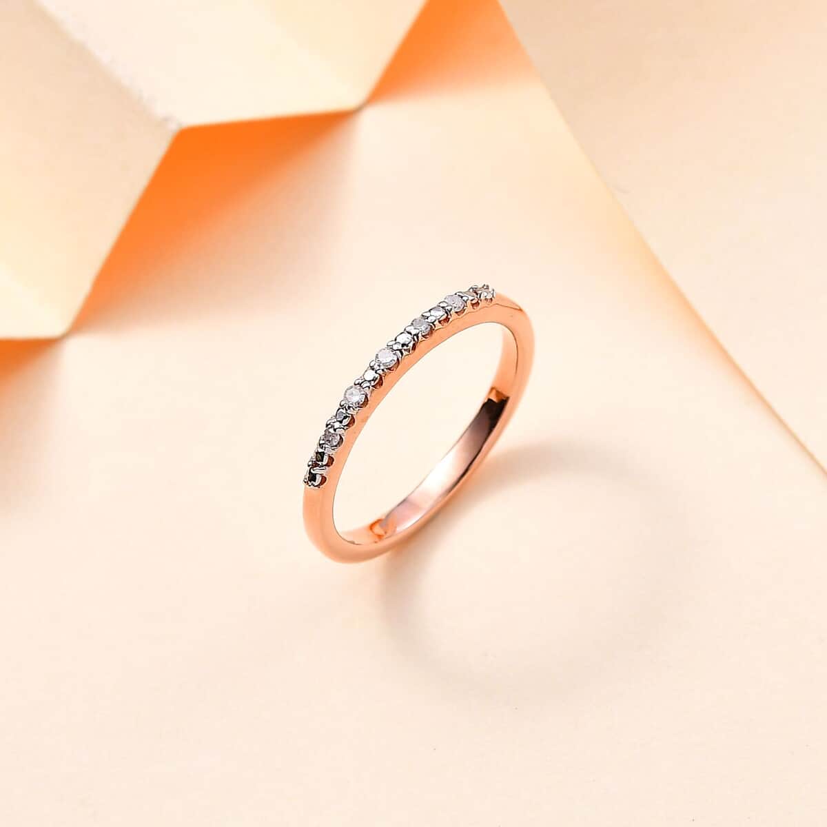Diamond Accent Half Eternity Band Ring in Vermeil Rose Gold Over Sterling Silver (Size 9.0) 0.05 ctw image number 1