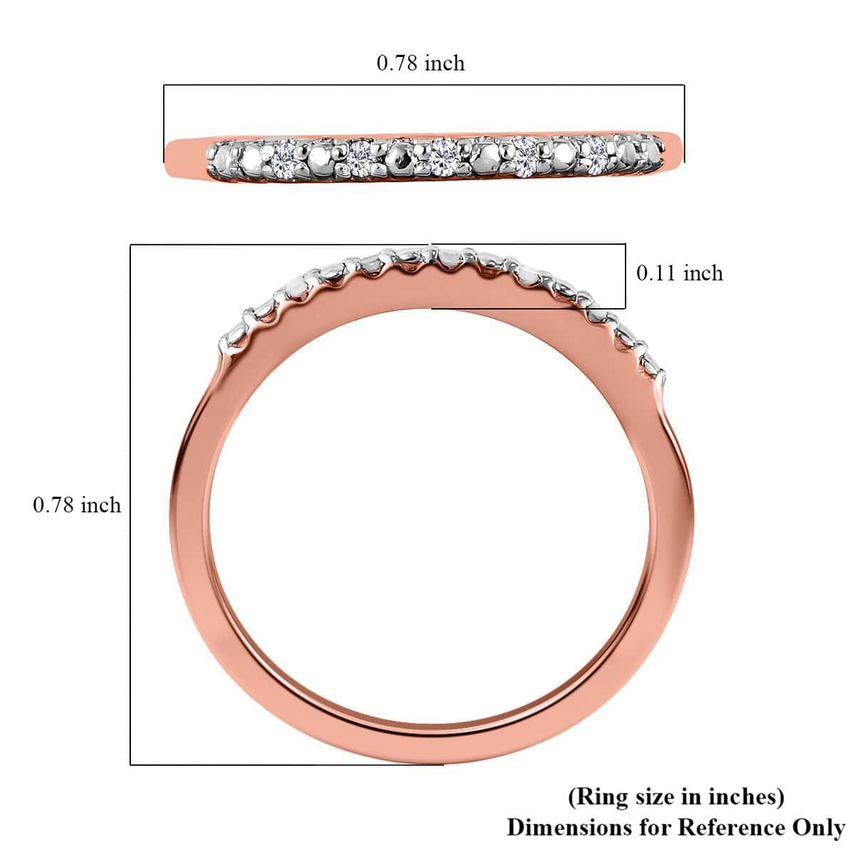 Diamond Accent Half Eternity Band Ring in Vermeil Rose Gold Over Sterling Silver (Size 9.0) 0.05 ctw image number 5