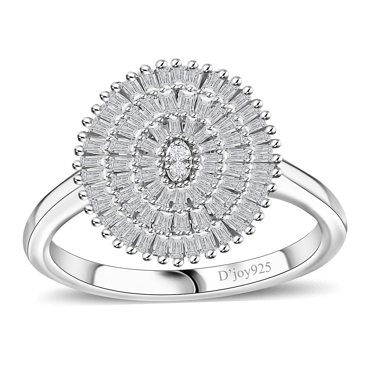 Diamond Ring in Platinum Over Sterling Silver (Size 6.0) 0.50 ctw