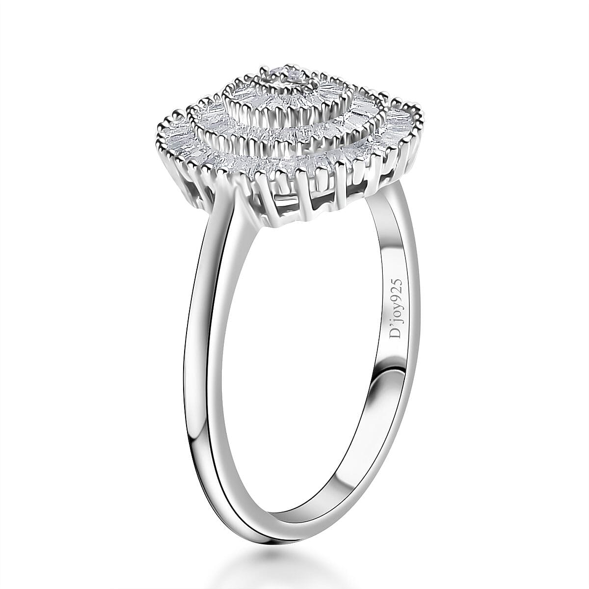 Diamond Ring in Platinum Over Sterling Silver (Size 6.0) 0.50 ctw