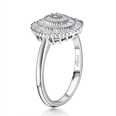 Diamond Ring in Platinum Over Sterling Silver (Size 6.0) 0.50 ctw