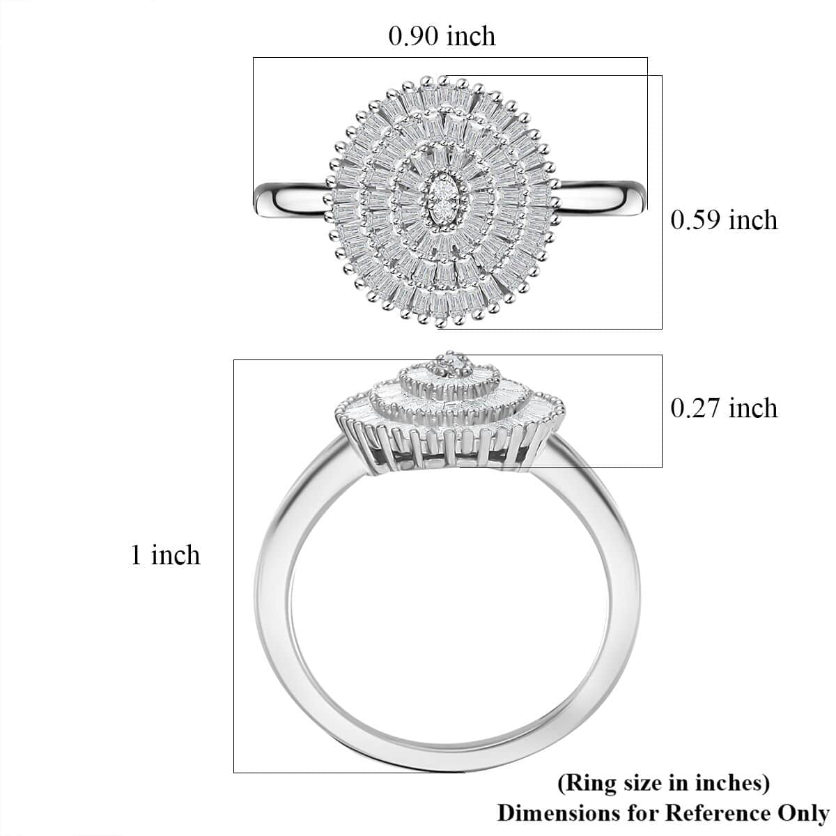 Diamond Ring in Platinum Over Sterling Silver (Size 6.0) 0.50 ctw image number 5