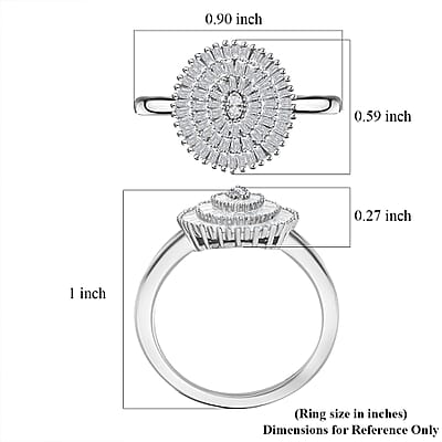 Diamond Ring in Platinum Over Sterling Silver (Size 6.0) 0.50 ctw