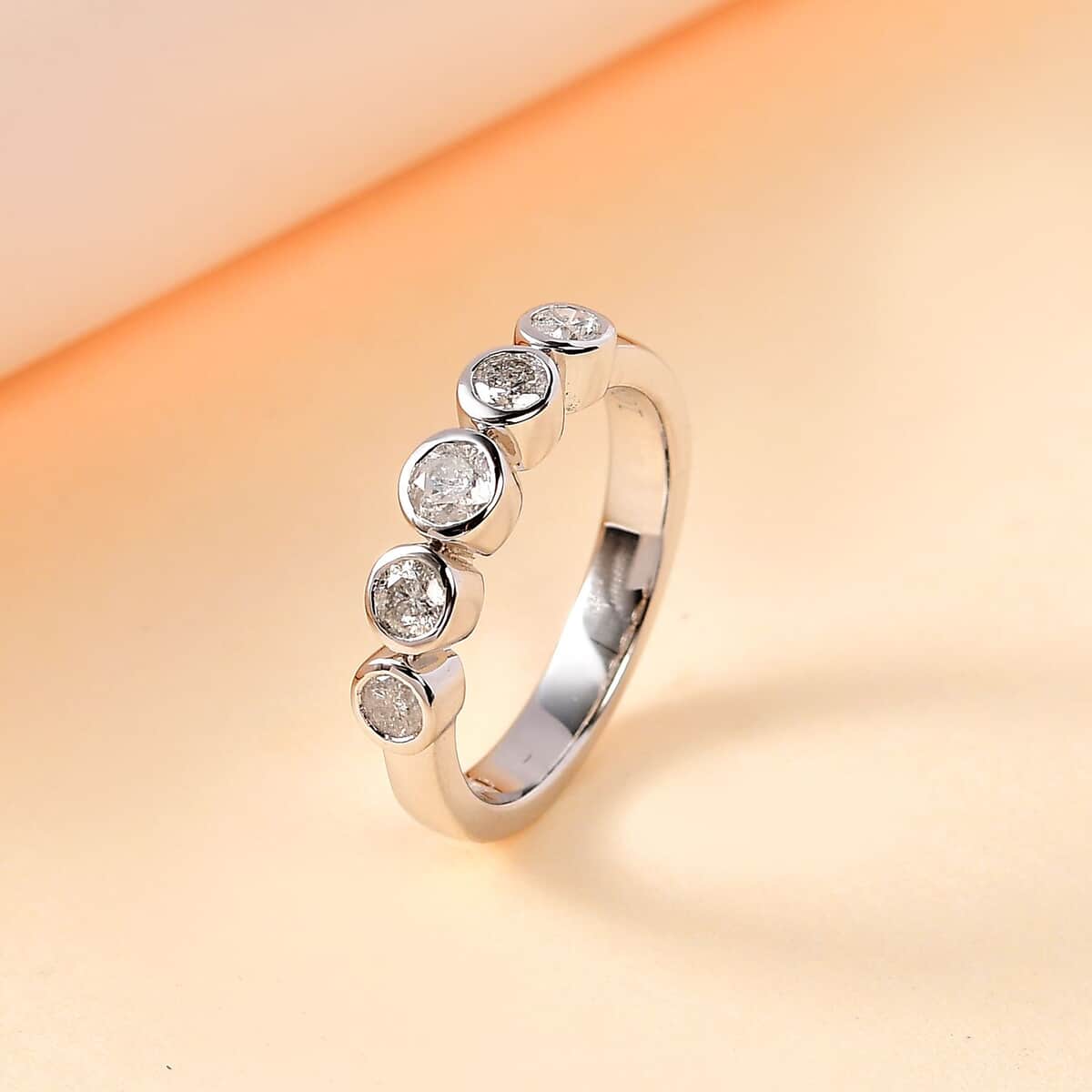 Luxoro 10K White Gold G-H I3 Diamond Bubble Ring (Size 6.0) 0.50 ctw image number 1