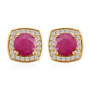 Certified & Appraised Luxoro 10K Yellow Gold AAA Mozambique Ruby and I2 Diamond Earrings 2.15 ctw