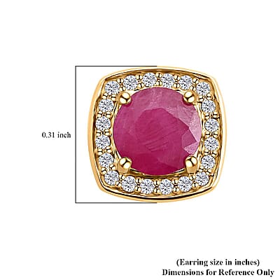 Certified & Appraised Luxoro AAA Montepuez Ruby and I2 Diamond 2.15 ctw Earrings in 10K Yellow Gold