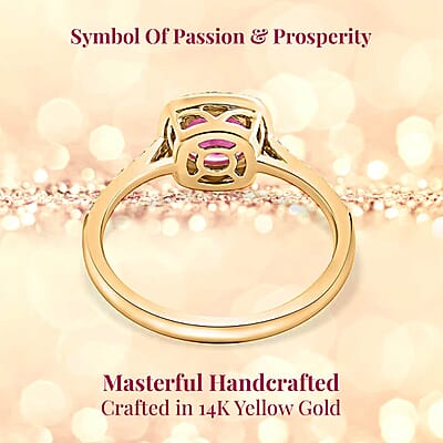 Certified & Appraised Luxoro 14K Yellow Gold AAA Mozambique Ruby and I2 Diamond Ring (Size 10.0) 1.85 ctw