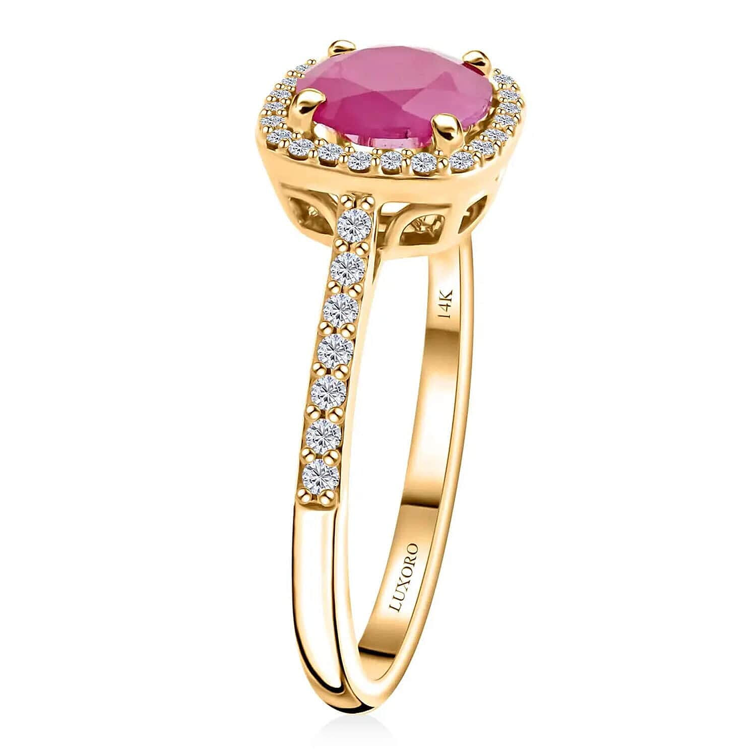Certified & Appraised Luxoro 14K Yellow Gold AAA Mozambique Ruby and I2 Diamond Ring (Size 10.0) 1.85 ctw