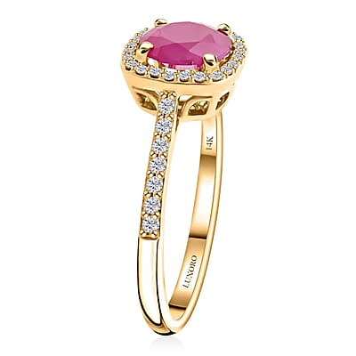 Certified & Appraised Luxoro 14K Yellow Gold AAA Mozambique Ruby and I2 Diamond Ring (Size 10.0) 1.85 ctw