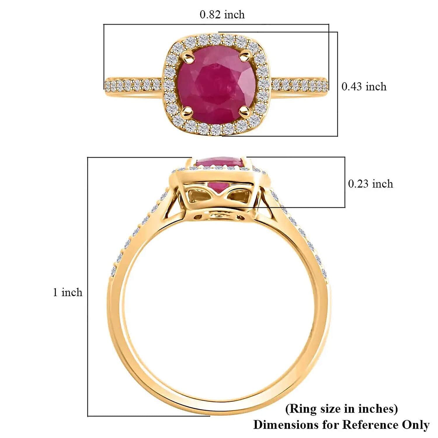 Certified & Appraised Luxoro 14K Yellow Gold AAA Mozambique Ruby and I2 Diamond Ring (Size 10.0) 1.85 ctw
