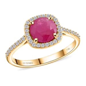 Certified & Appraised Luxoro 14K Yellow Gold AAA Mozambique Ruby, Diamond (I2) (0.24 cts) Ring (Size 5.5) 1.85 ctw