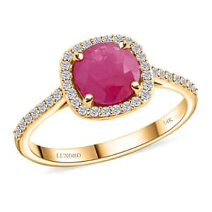 Certified & Appraised Luxoro 14K Yellow Gold AAA Mozambique Ruby and I2 Diamond Ring (Size 6.0) 1.85 ctw
