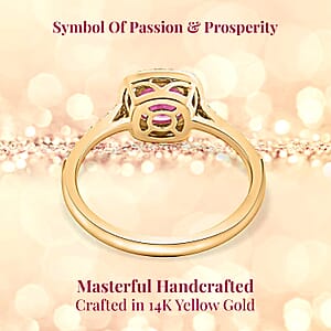 Certified & Appraised Luxoro 14K Yellow Gold AAA Mozambique Ruby, Diamond (I2) (0.24 cts) Ring (Size 6.5) 1.85 ctw