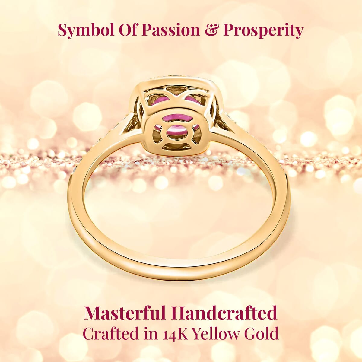 Certified & Appraised Luxoro 14K Yellow Gold AAA Mozambique Ruby, Diamond (I2) (0.24 cts) Ring (Size 7.5) 1.85 ctw image number 3