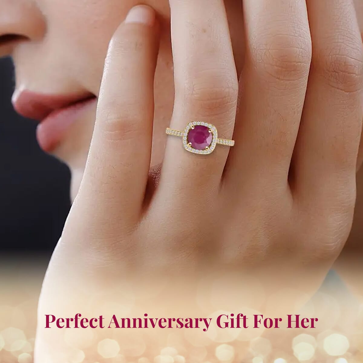 Certified & Appraised Luxoro 14K Yellow Gold AAA Mozambique Ruby, Diamond (I2) (0.24 cts) Ring (Size 7.5) 1.85 ctw image number 4