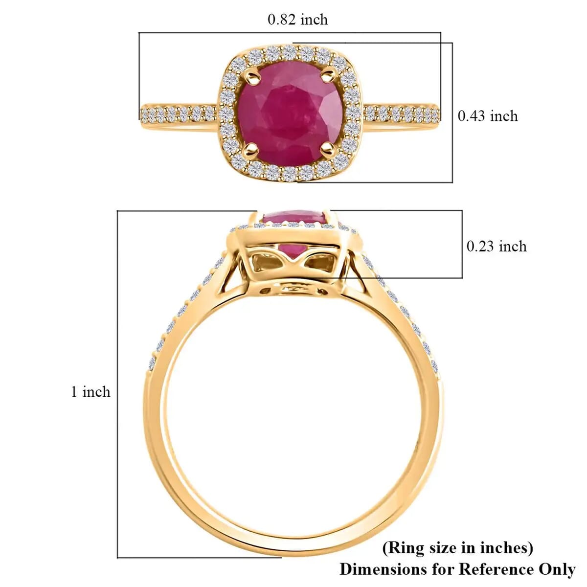 Certified & Appraised Luxoro 14K Yellow Gold AAA Mozambique Ruby, Diamond (I2) (0.24 cts) Ring (Size 7.5) 1.85 ctw image number 6