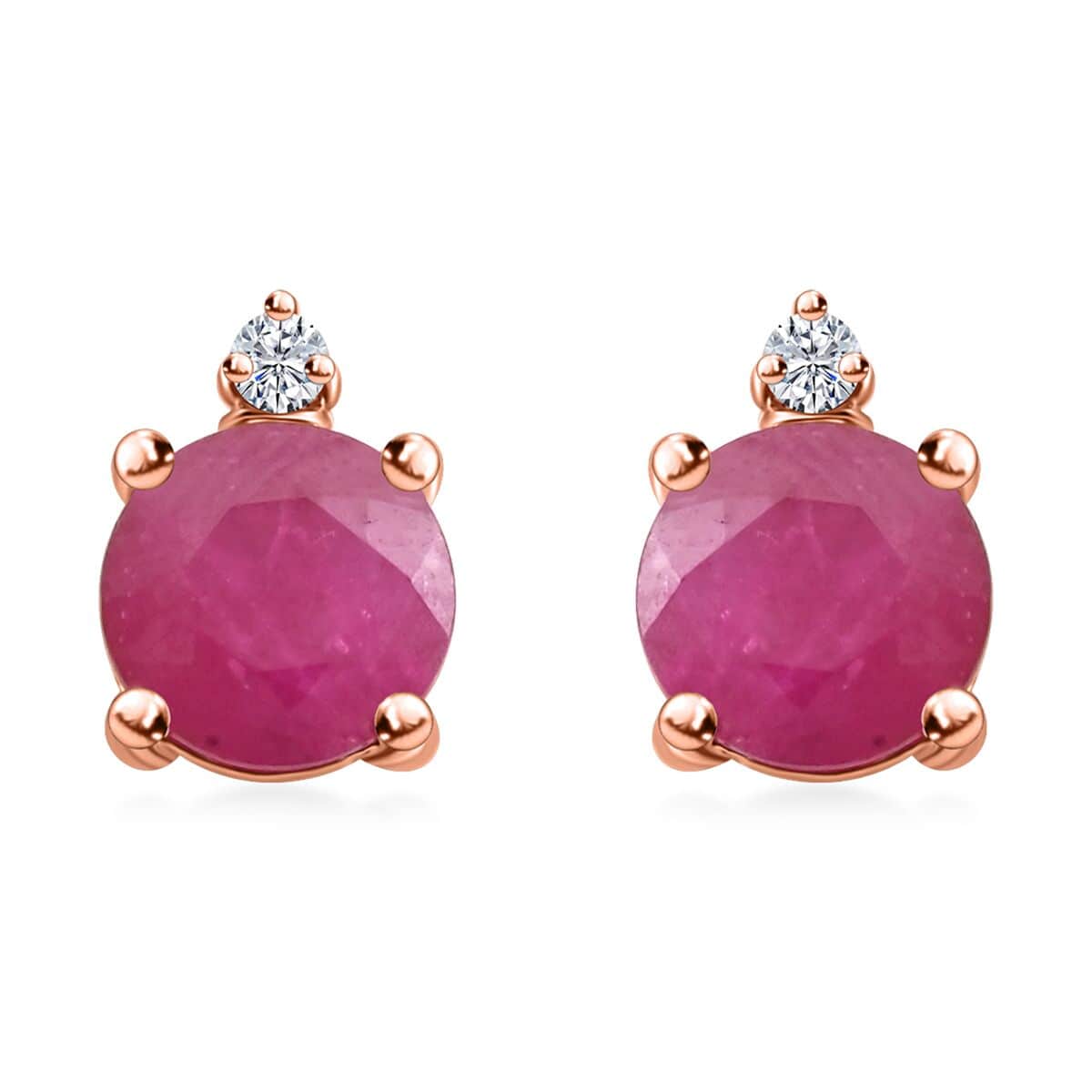 Certified & Appraised Luxoro 10K Rose Gold AAA Mozambique Ruby and I2 Diamond Earrings 2.00 ctw image number 0