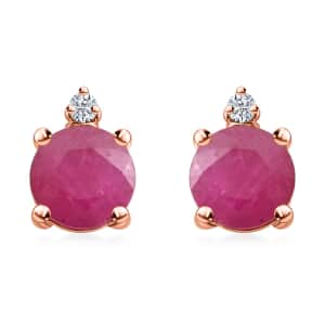 Certified & Appraised Luxoro 10K Rose Gold AAA Montepuez Ruby and I2 Diamond Earrings 2.00 ctw