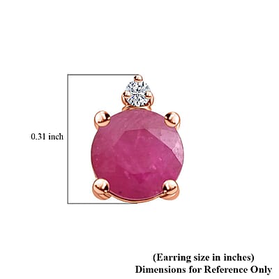 Certified & Appraised Luxoro 10K Rose Gold AAA Montepuez Ruby and I2 Diamond Earrings 2.00 ctw