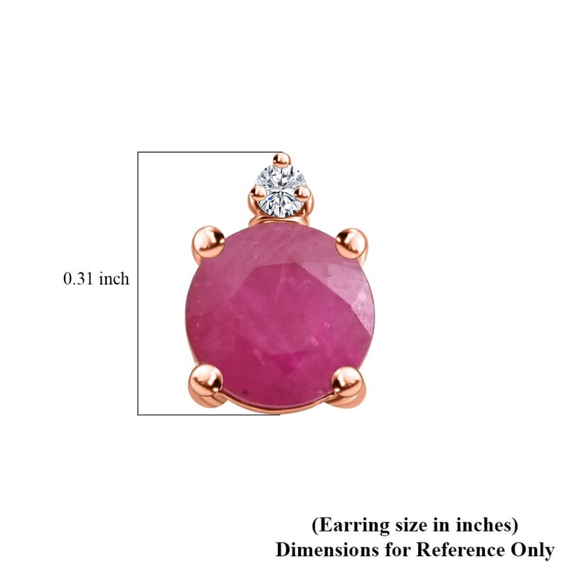 Certified & Appraised Luxoro 10K Rose Gold AAA Montepuez Ruby and I2 Diamond Earrings 2.00 ctw