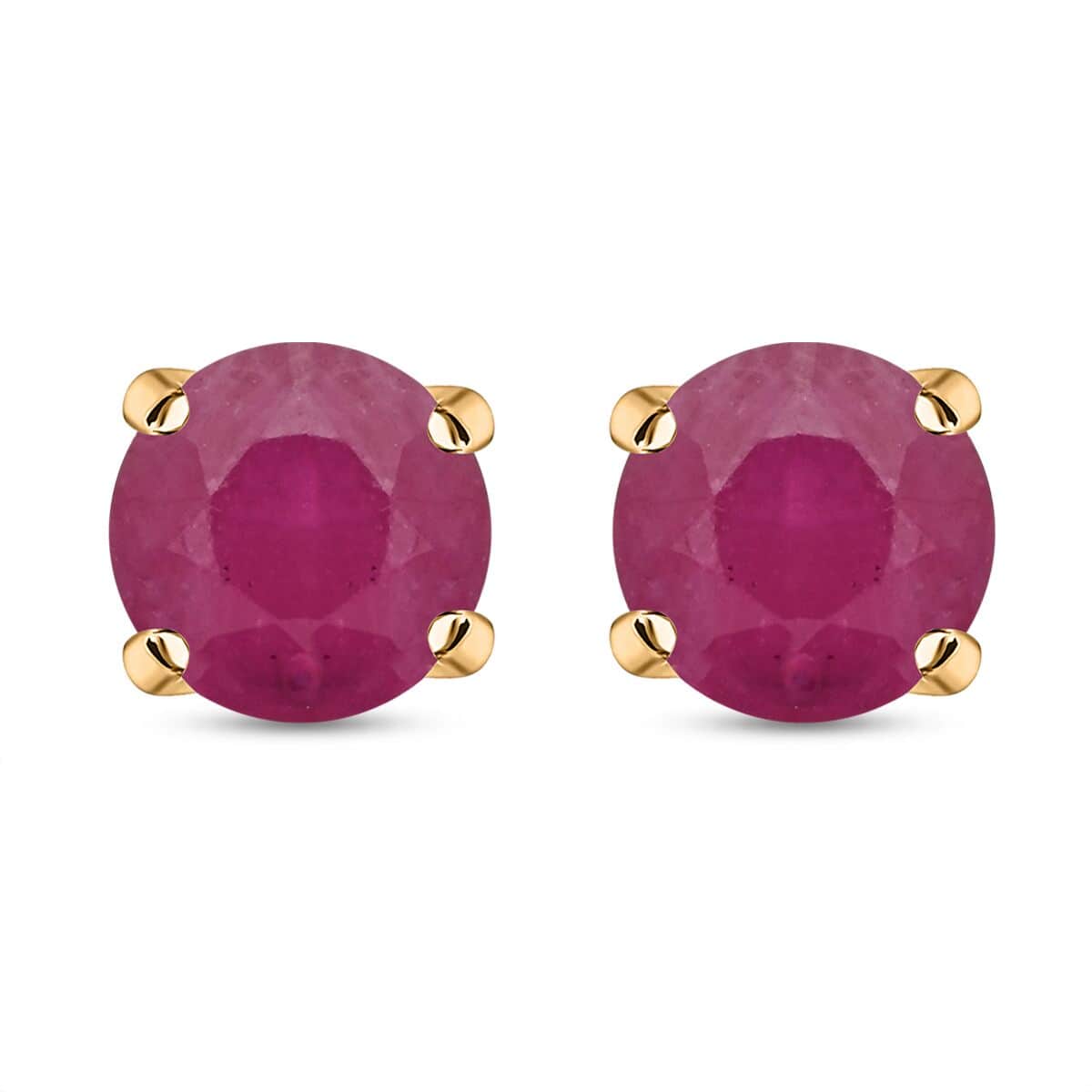 Certified & Appraised Luxoro 10K Yellow Gold AAA Montepuez Ruby Solitaire Stud Earrings 1.50 ctw image number 0