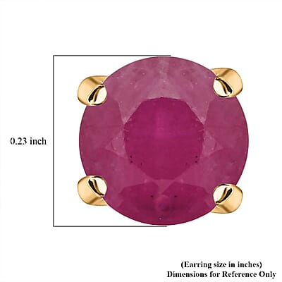 Certified & Appraised Luxoro 10K Yellow Gold AAA Montepuez Ruby Solitaire Stud Earrings 1.50 ctw