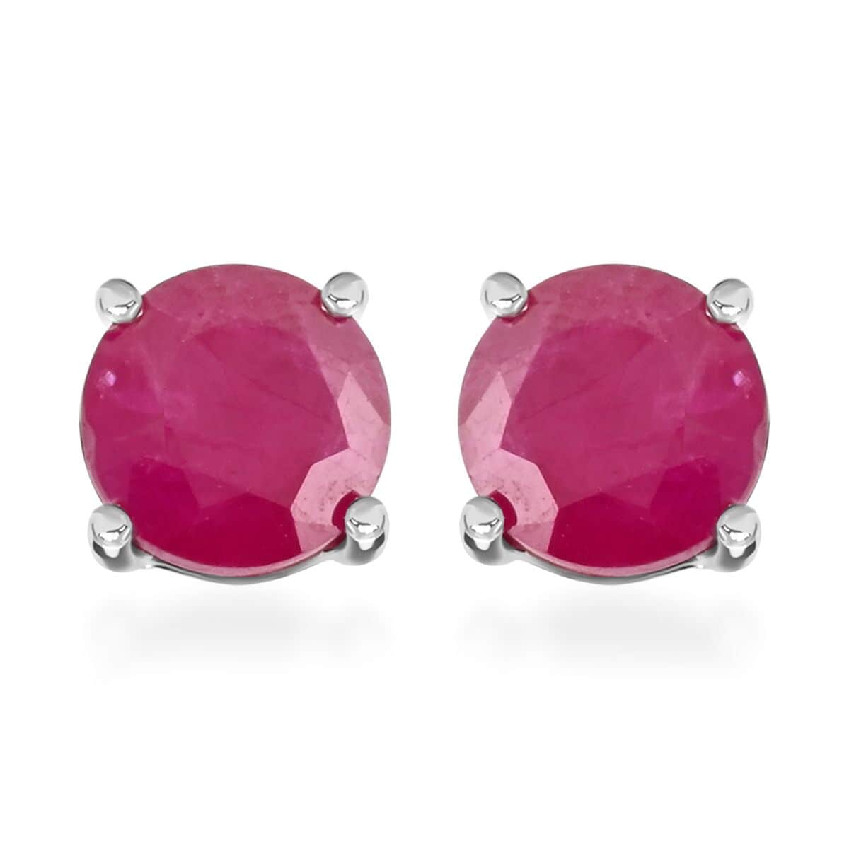 Certified & Appraised Luxoro 10K White Gold AAA Montepuez Ruby Solitaire Stud Earrings 1.50 ctw image number 0