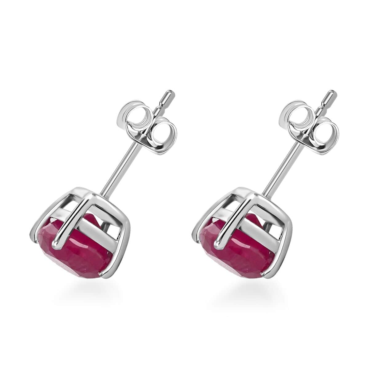 Certified & Appraised Luxoro 10K White Gold AAA Montepuez Ruby Solitaire Stud Earrings 1.50 ctw image number 3