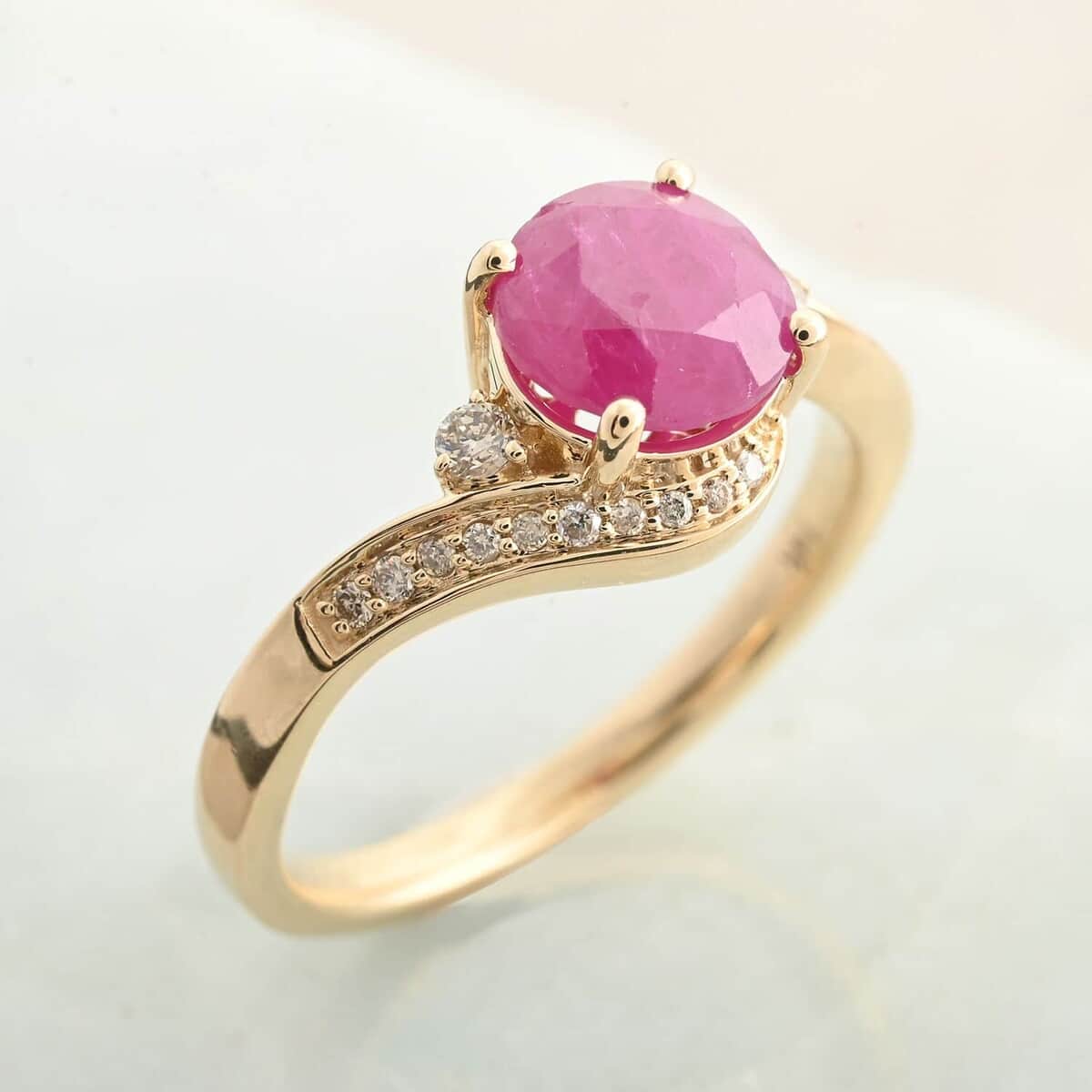 Certified & Appraised Luxoro 14K Yellow Gold AAA Mozambique Ruby and I2 Diamond Ring (Size 10.0) 1.80 ctw image number 1