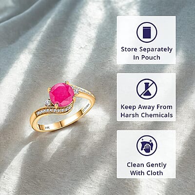Certified & Appraised Luxoro 14K Yellow Gold AAA Mozambique Ruby and I2 Diamond Ring (Size 10.0) 1.80 ctw