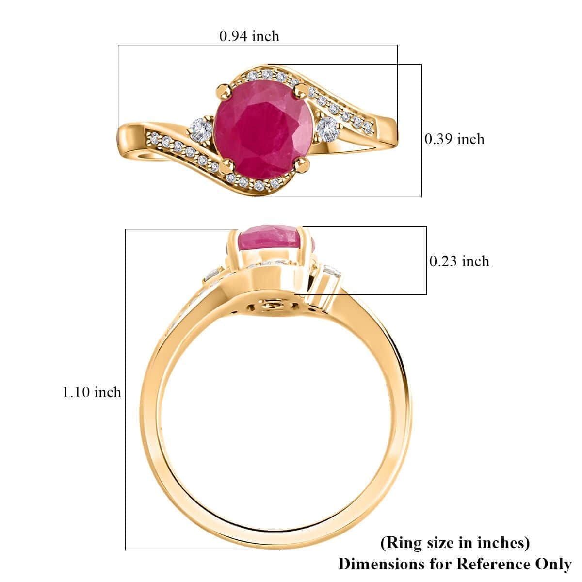 Certified & Appraised Luxoro 14K Yellow Gold AAA Mozambique Ruby, Diamond (I2) Ring (Size 10.5) 1.80 ctw image number 5