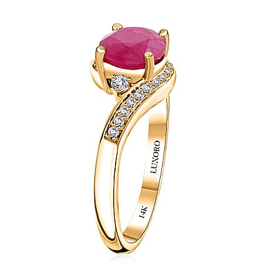 Certified & Appraised Luxoro 14K Yellow Gold AAA Montepuez Ruby and I2 Diamond Ring (Size 6.0) 1.80 ctw